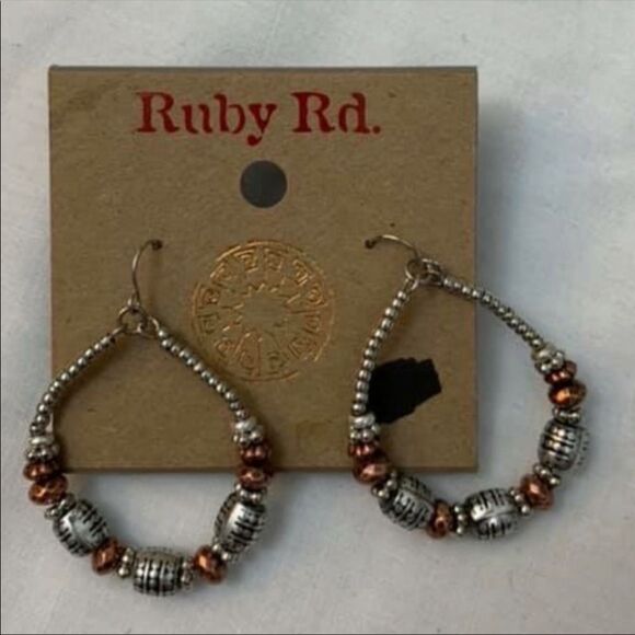 Drop Hoop Beaded Earrings - Ruby Road - Picture 3 of 3
